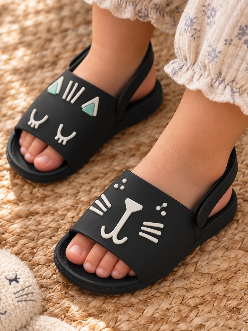 MINI MELISSA x Fabula Kitty Cat Slides in Black | Toddler Size 8